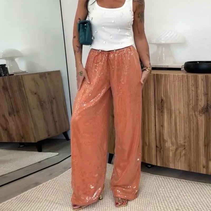 Margot Pailletten Hose mit weitem Bein