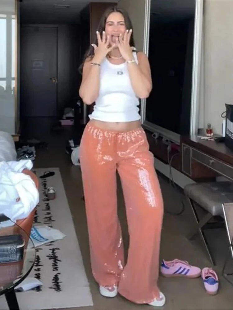 Margot Pailletten Hose mit weitem Bein