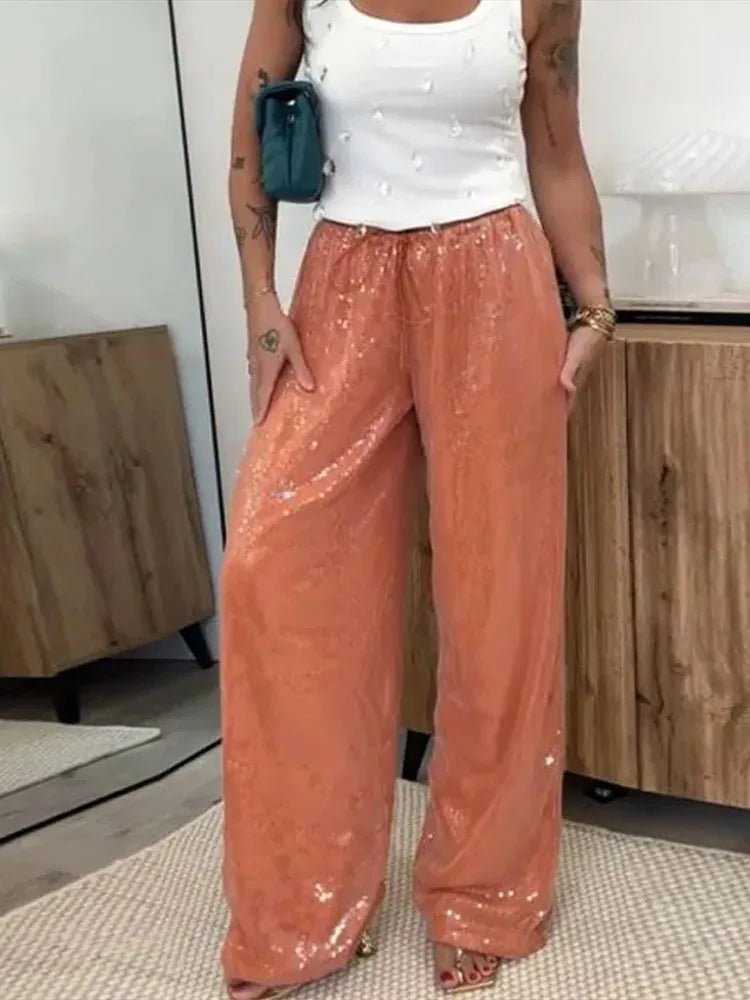 Margot Pailletten Hose mit weitem Bein