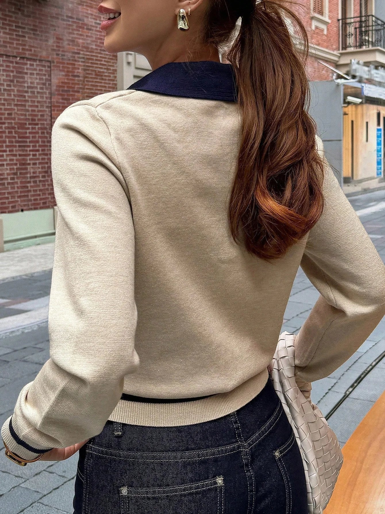 Nina Color Block Strickpolo