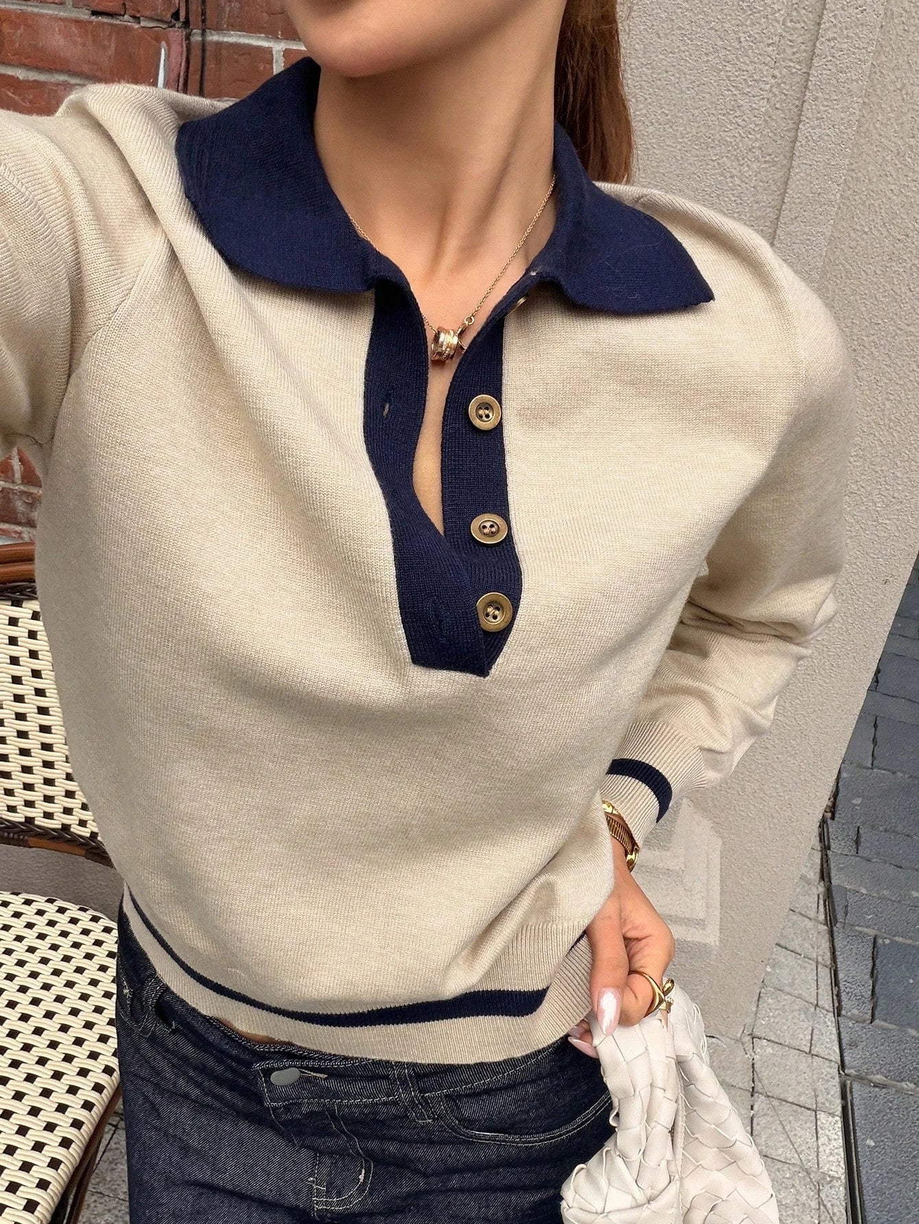 Nina Color Block Strickpolo