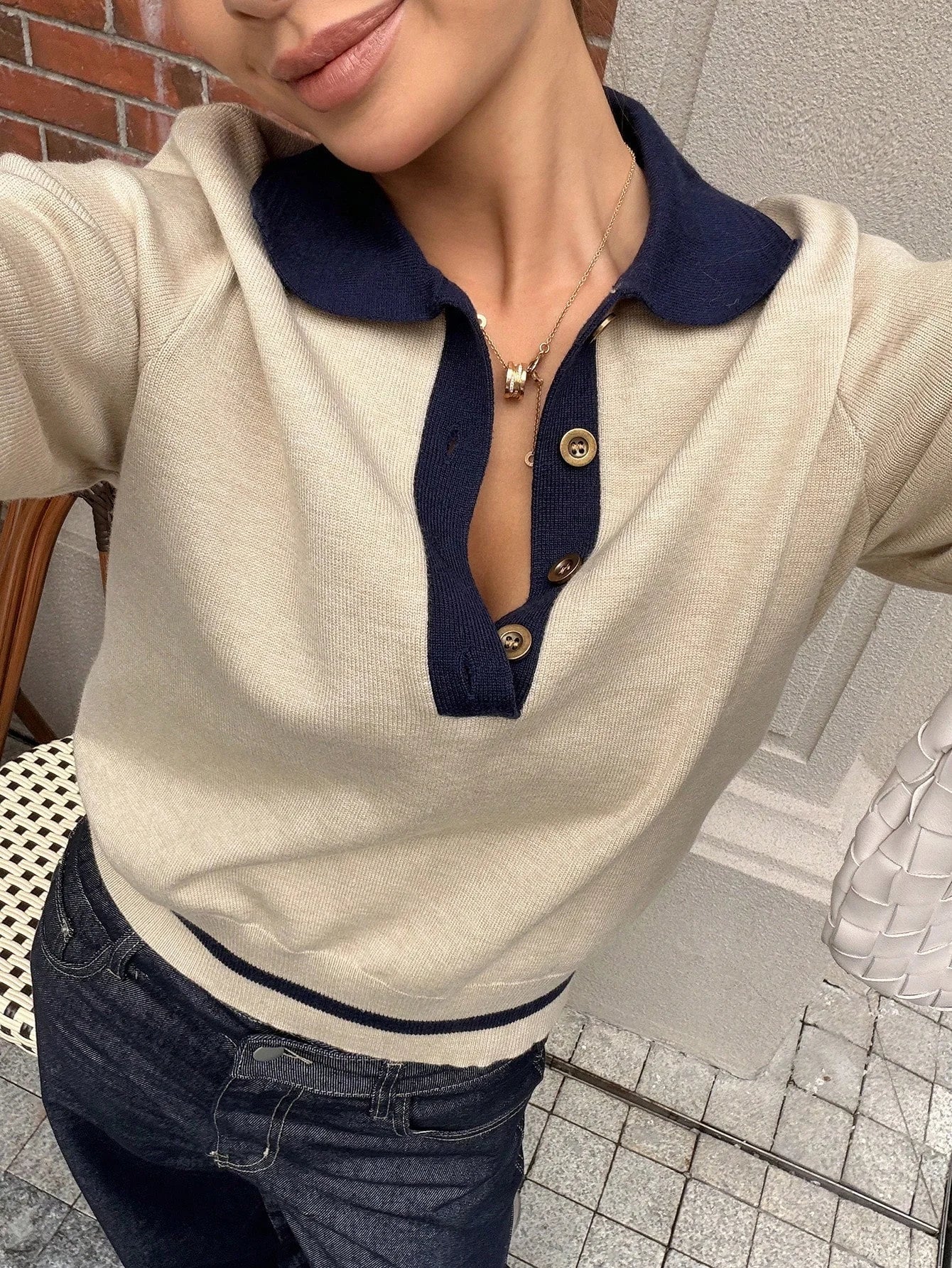 Nina Color Block Strickpolo