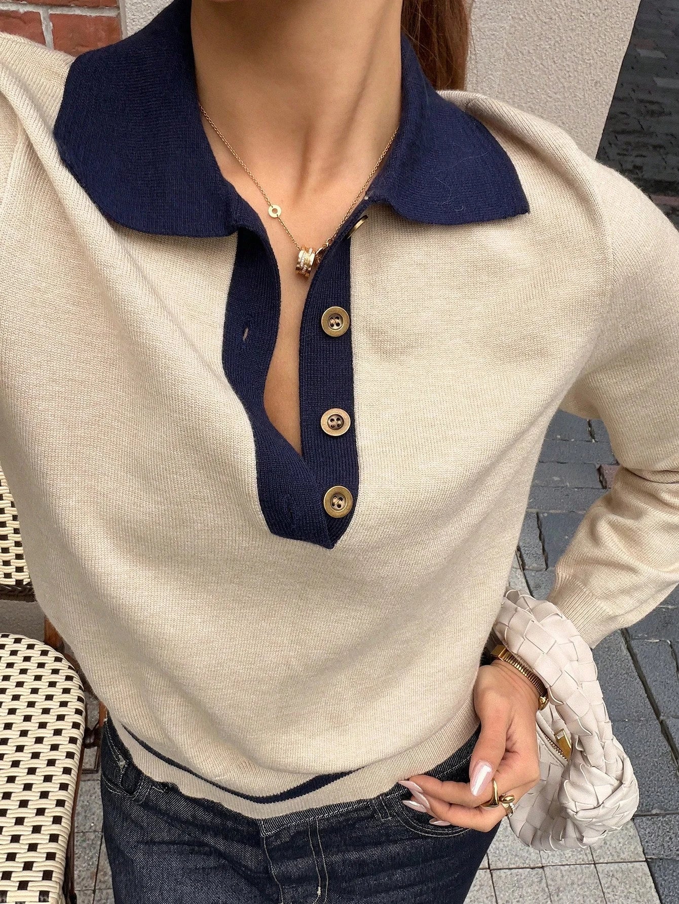 Nina Color Block Strickpolo