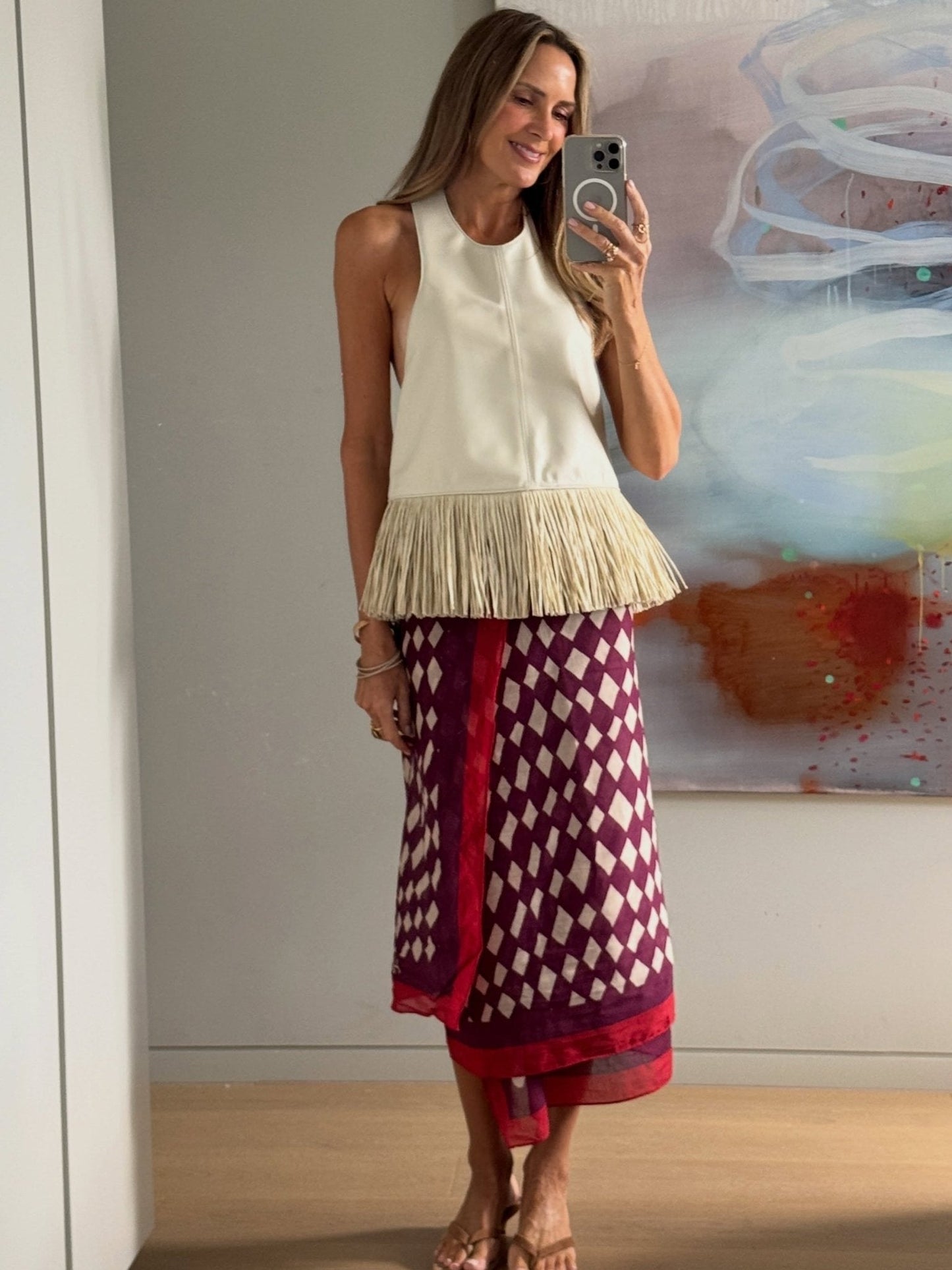 Gina Haltertop aus Kunstleder mit Fransen