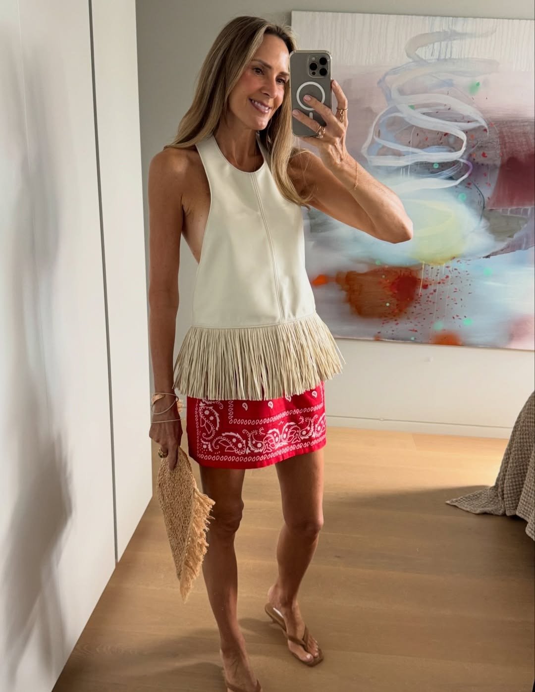 Gina Haltertop aus Kunstleder mit Fransen