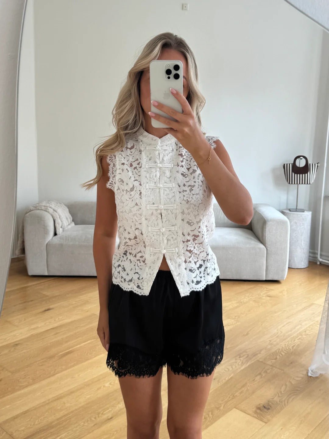 Helen Mandarin Lace Top