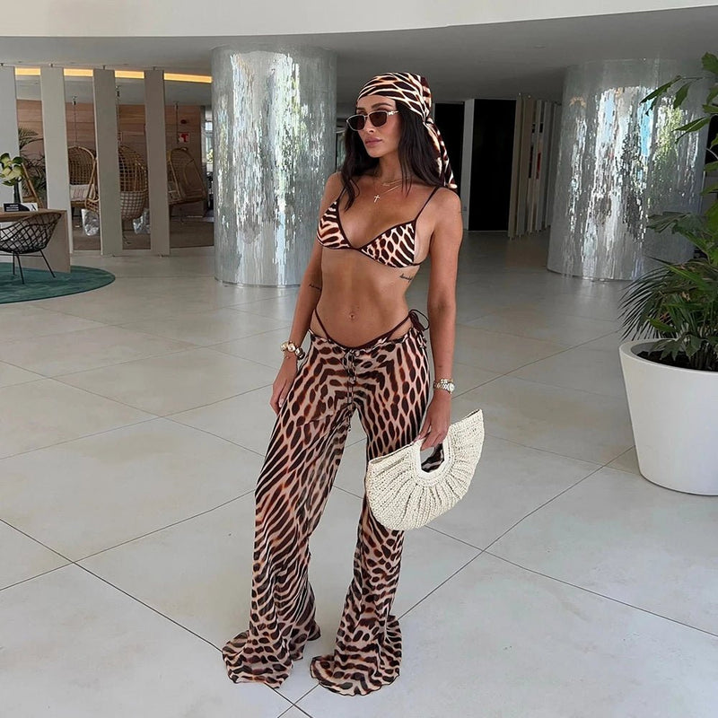 Lise Leoparden transparenter Beach-Cover-Up-Set
