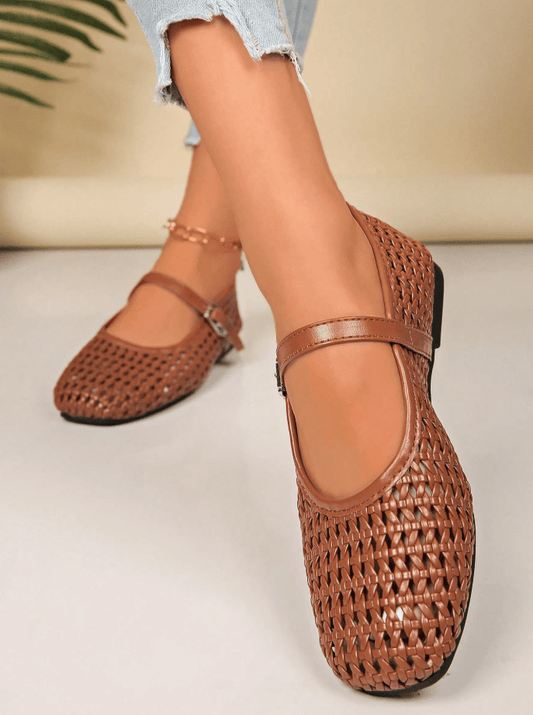 ZEYA - Aheda Woven Mesh Mary Jane Flats