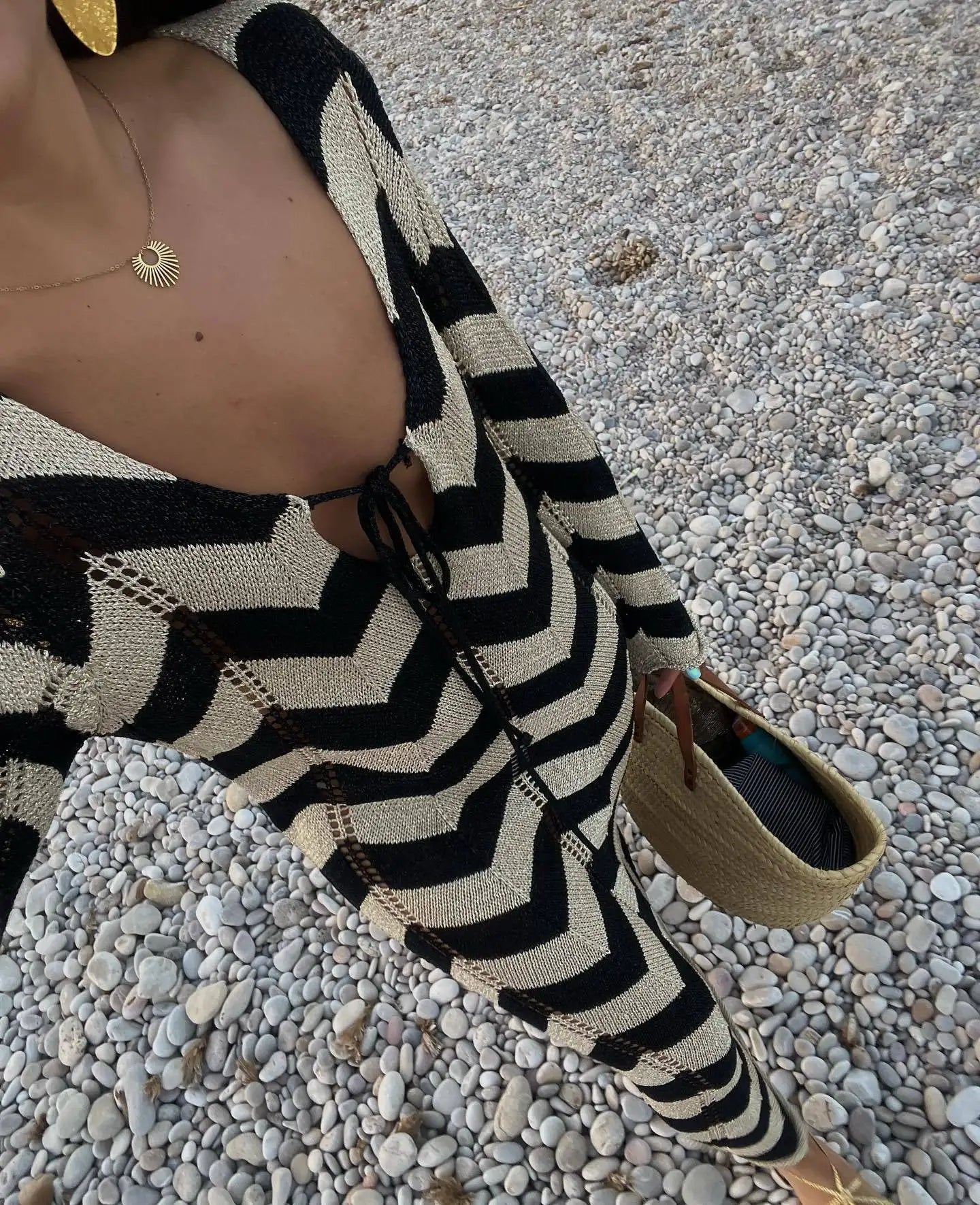 ZEYA - Aimee Striped Knit Long Sleeve Maxi Dress