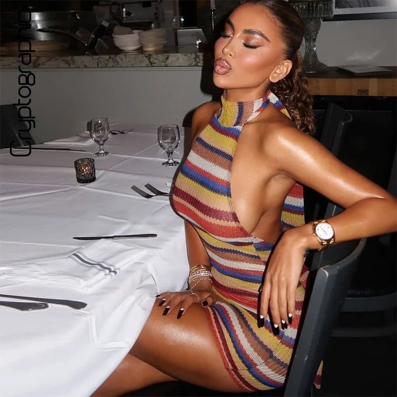 ZEYA - Allie Striped Halter Bodycon Dress