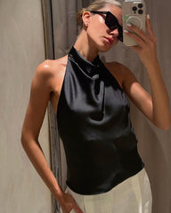 Allison Neckholder Rückenfreies Satin-Top