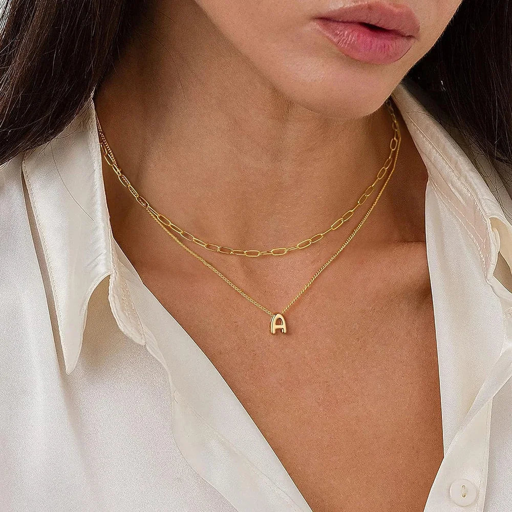 ZEYA - Alouette Gold Bubble Initial Necklace