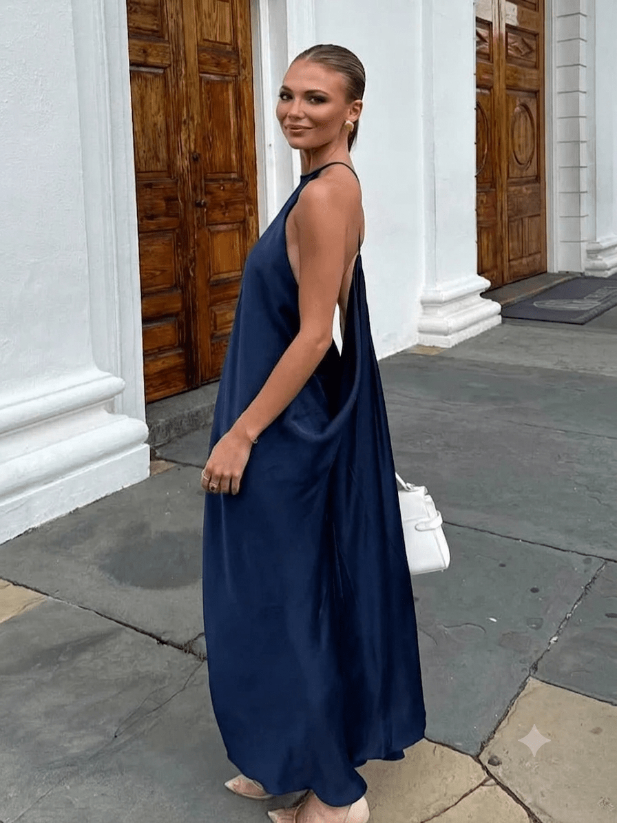 ZEYA - Althea Satin Halter Maxi Dress