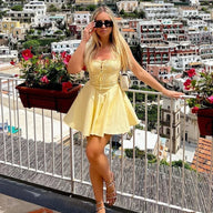 Amanda Retro Plunge Mini-Kleid