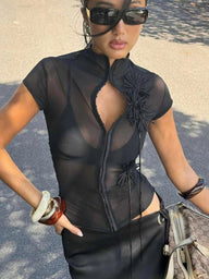 Ambre Crop Top mit Quasten-Applikation