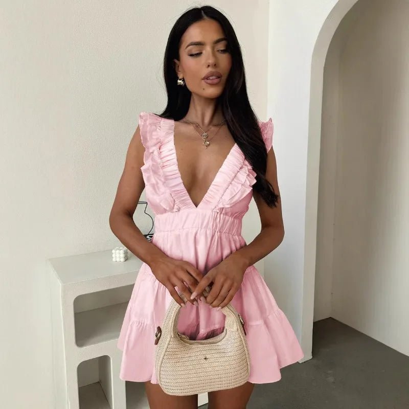 ZEYA - Amelia V-Neck Ruffle Sleeveless Dress