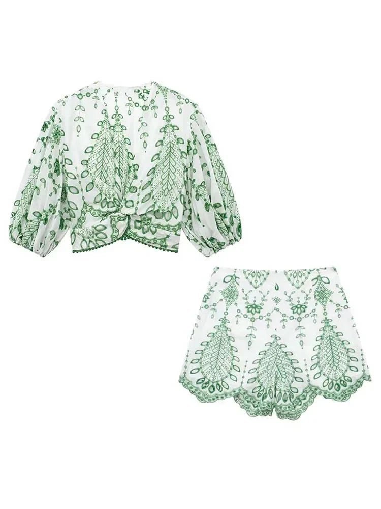 ZEYA - Amy Needlework Shorts Set