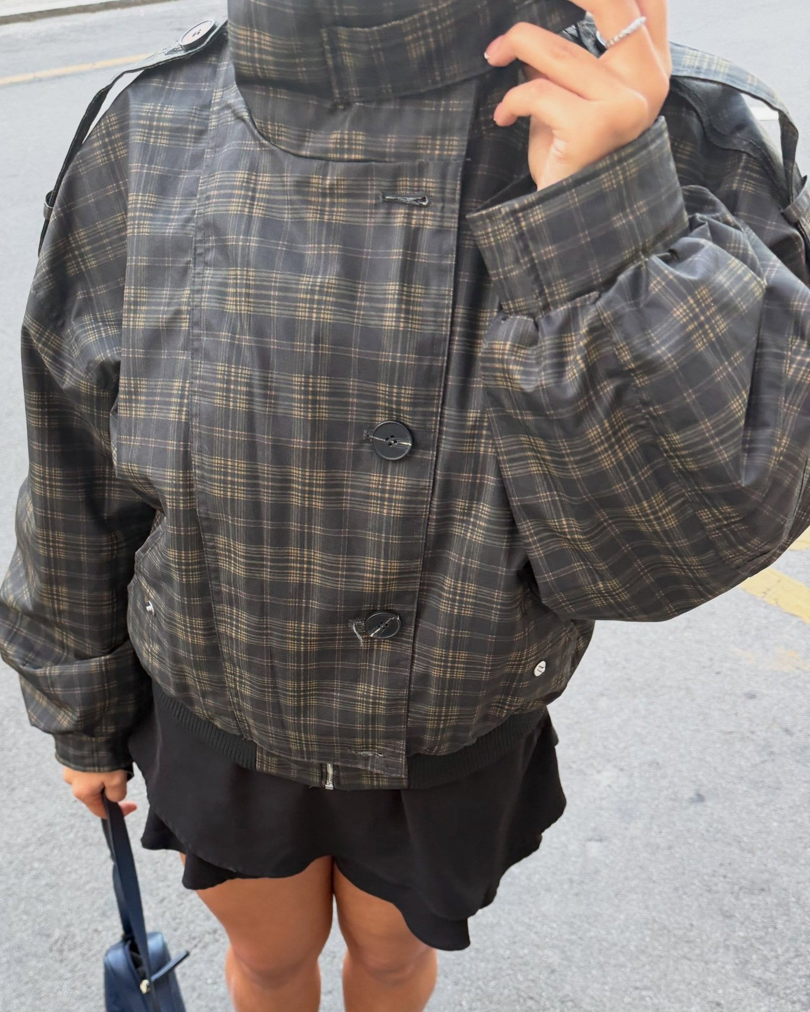 ZEYA - Amy Vintage Plaid Bomber Jacket