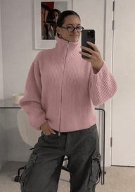 Angela Oversized Gerippter Zip-Up Pullover