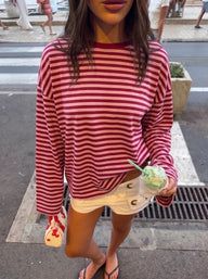 Angela Gestreifter Oversized Strickpullover