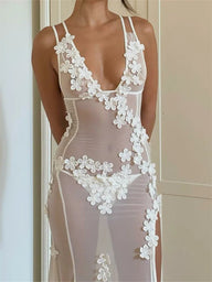 Annalyn Transparentes Maxikleid mit Beinschlitz