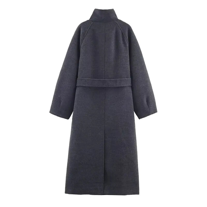 ZEYA - Arielle High Collar Long Belted Coat