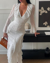 Athena Flounce Maxi Dress mit ausgestellten Ärmeln