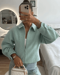 Audrey kurze Tweedjacke mit Reißverschluss