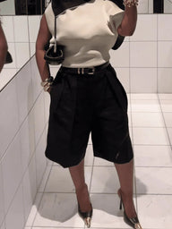 Adina High Waist Bermuda-Shorts mit Gürtel