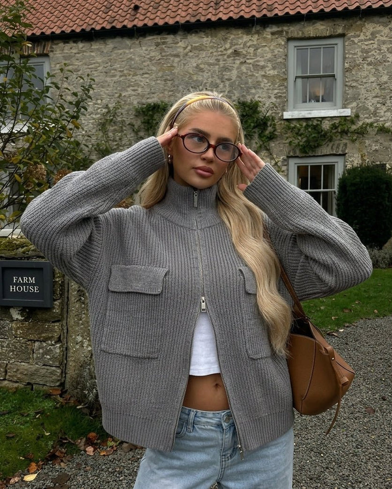 Bonnie Funnel Neck Zip Up Sweater