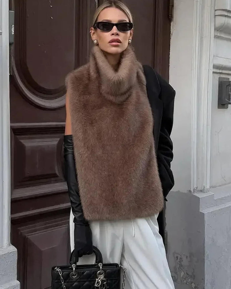 ZEYA - Carina Faux Fur Turtleneck Vest