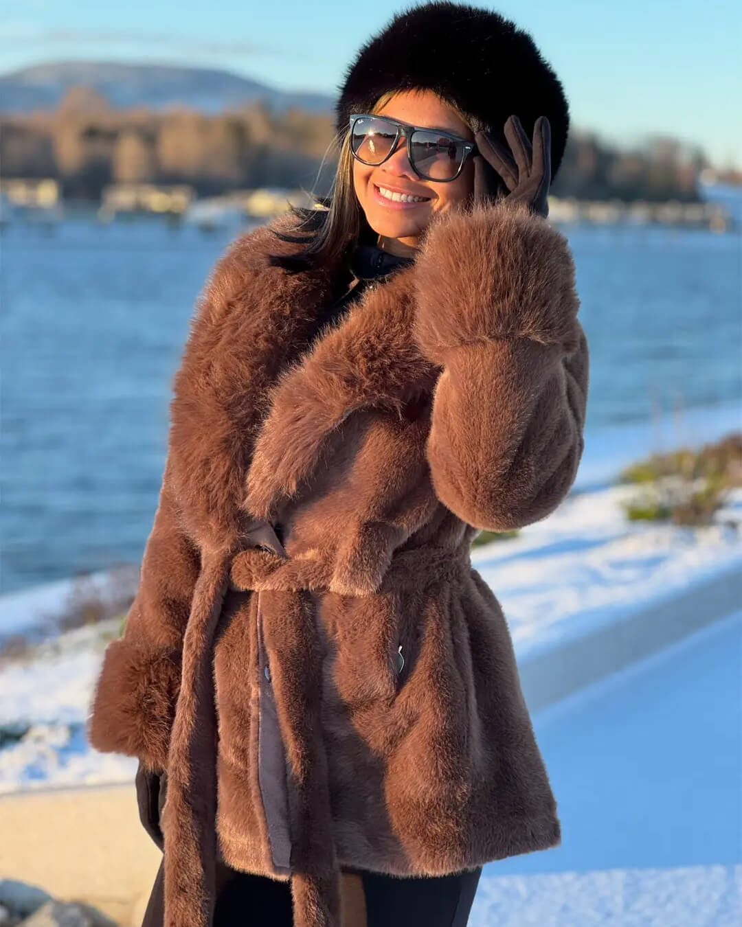 ZEYA - Carmina Faux Fur Trim Coat