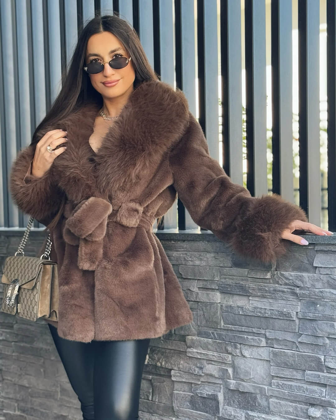 ZEYA - Carmina Faux Fur Trim Coat