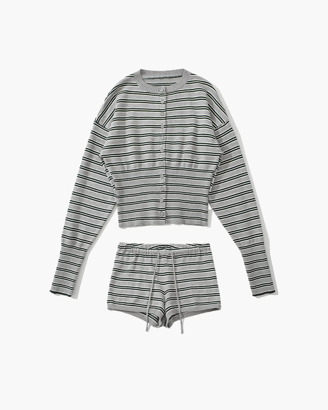 ZEYA - Cathy Striped Cardigan Shorts Set