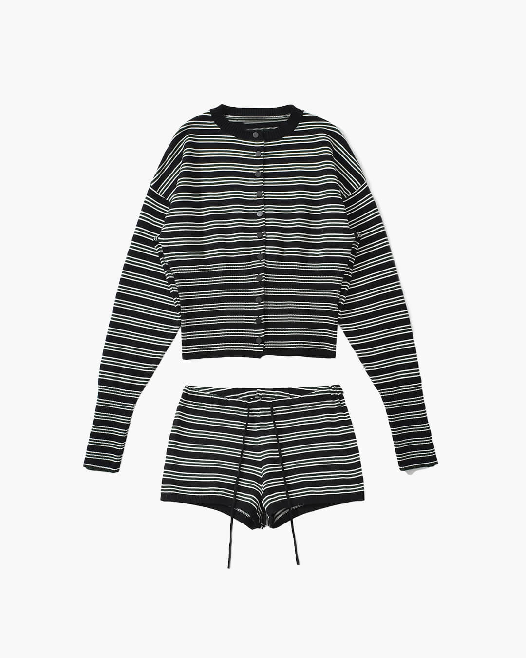 ZEYA - Cathy Striped Cardigan Shorts Set