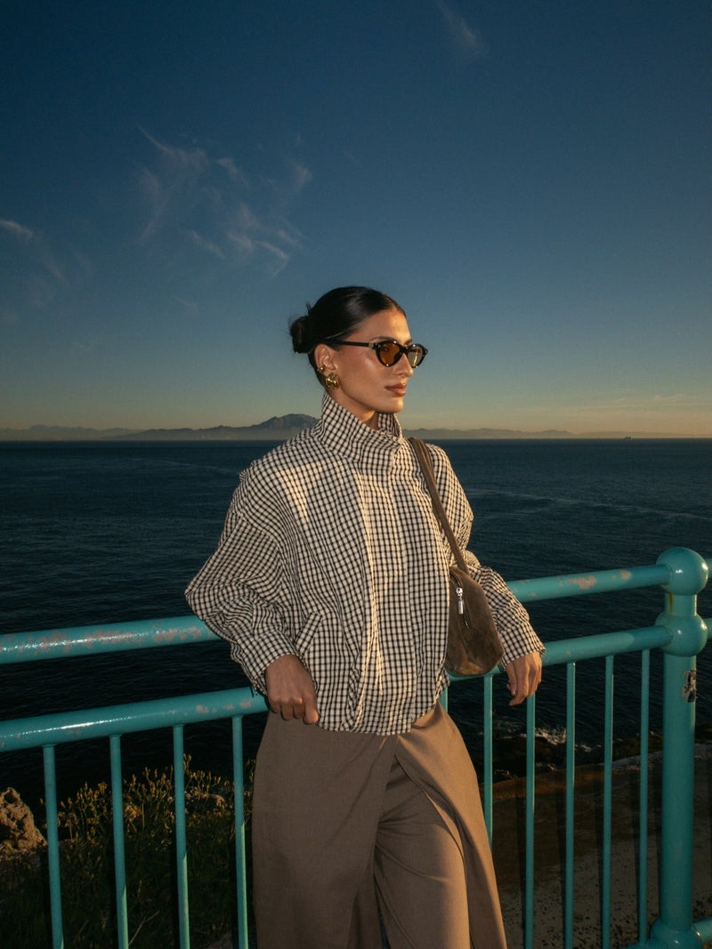 ZEYA - Christina Plaid Funnel Neck Jacket