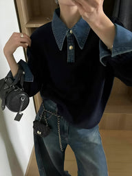 Claire Denim-Kragen Pullover