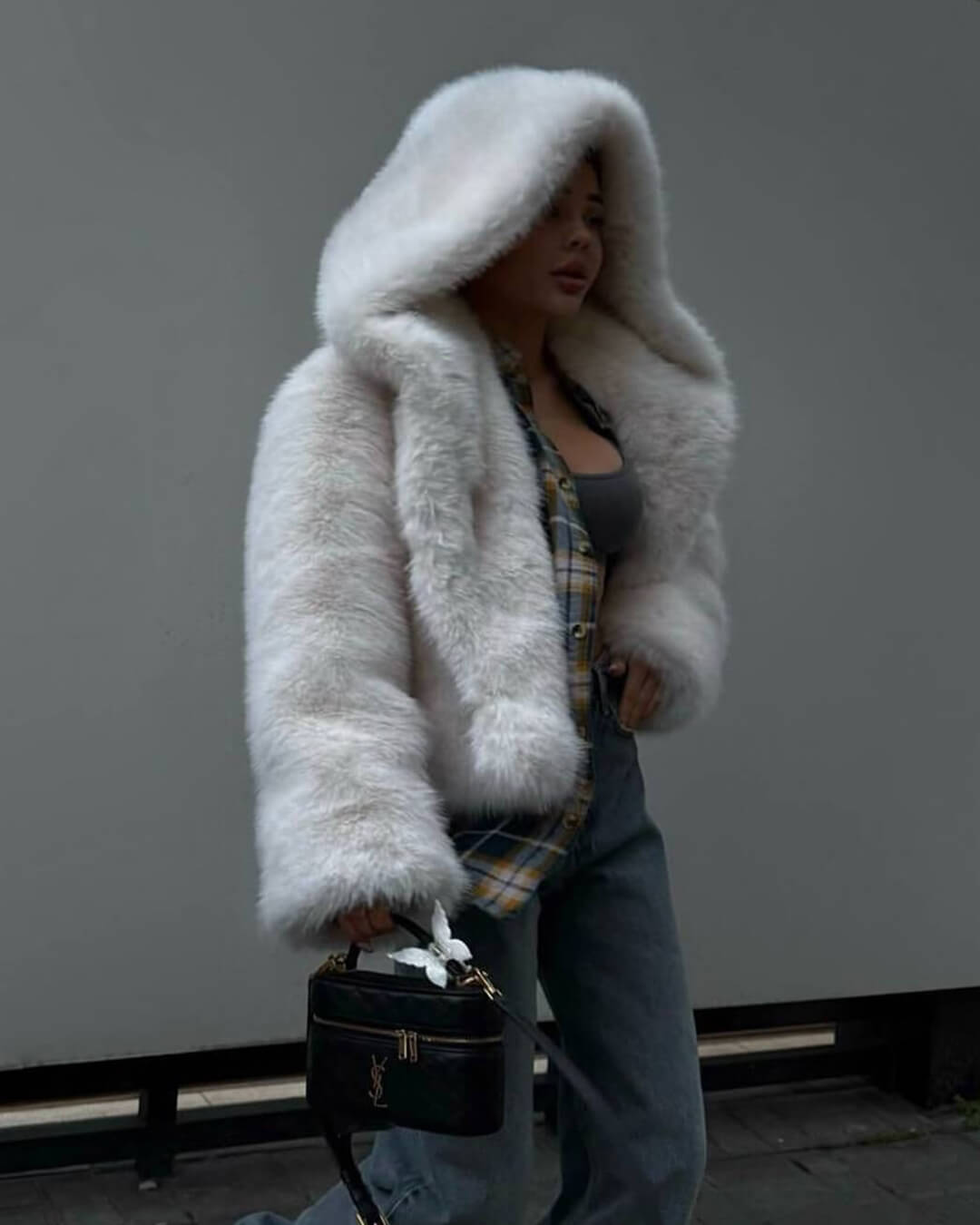 ZEYA - Claudine Hooded Short Faux Fur Coat