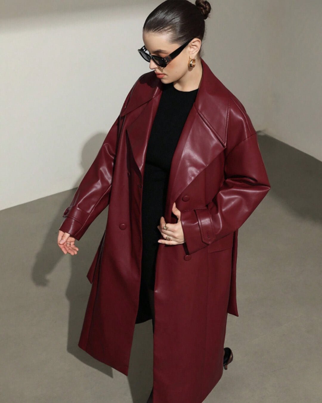 ZEYA - Connie Faux Leather Maxi Trench Coat
