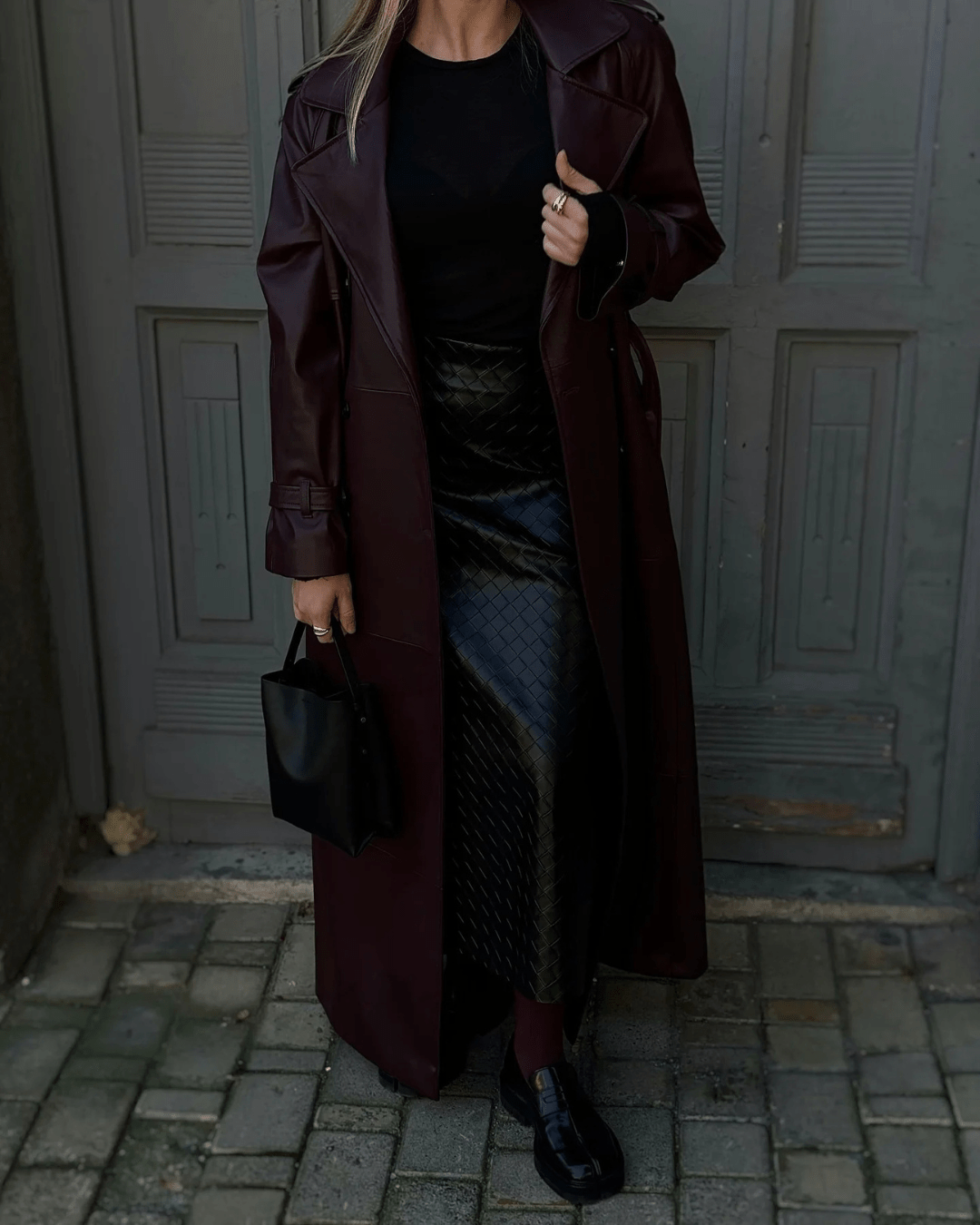 ZEYA - Connie Faux Leather Maxi Trench Coat