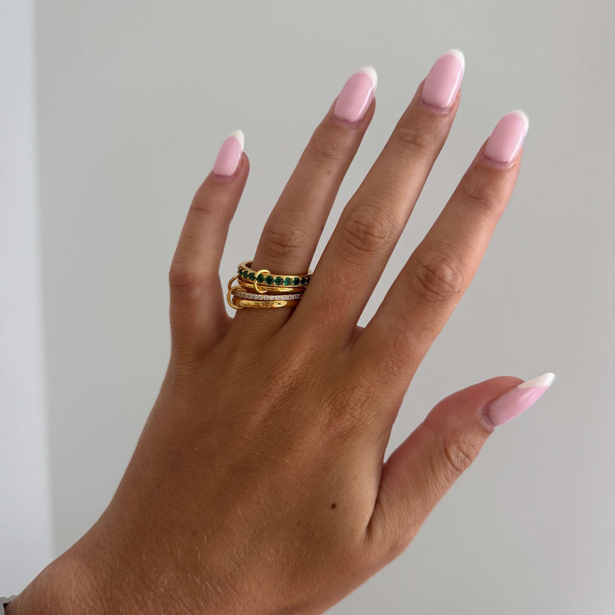 ZEYA - Dana Emerald Rhinestone Stacked Ring