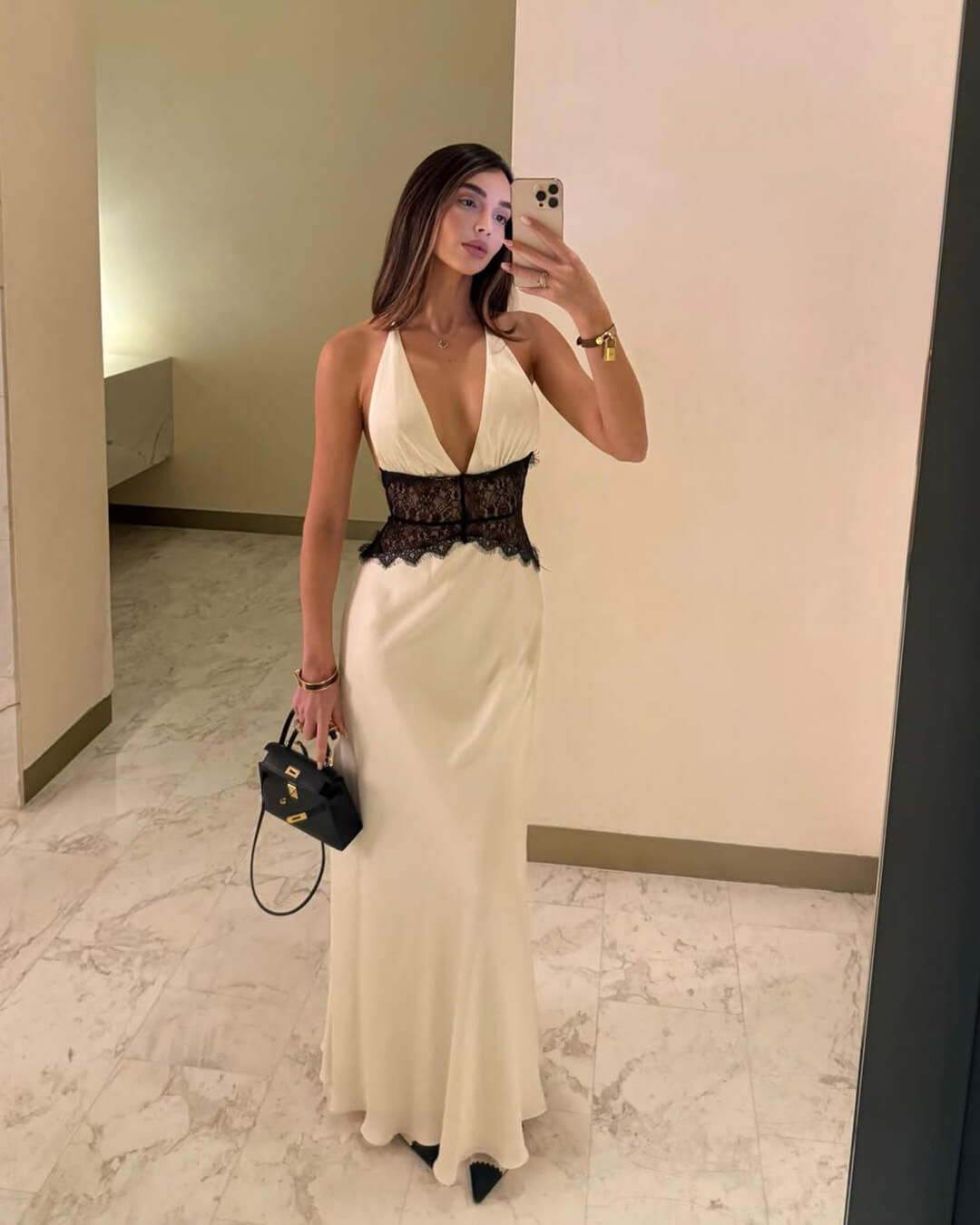 ZEYA - Danna Satin Lace Waist Backless Dress