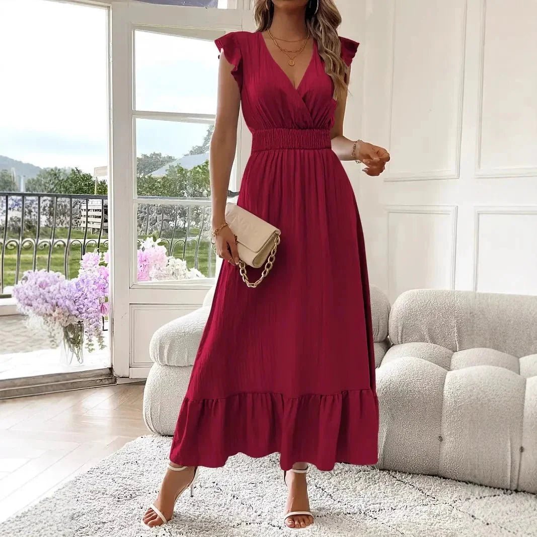 ZEYA - Delfina V-Neck Ruffle Swing Dress