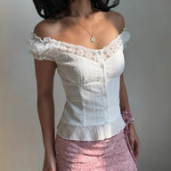 Diandra Bluse mit französischer Spitze und Puffärmeln