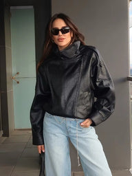 Dina Asymmetrical Faux Leather Jacket