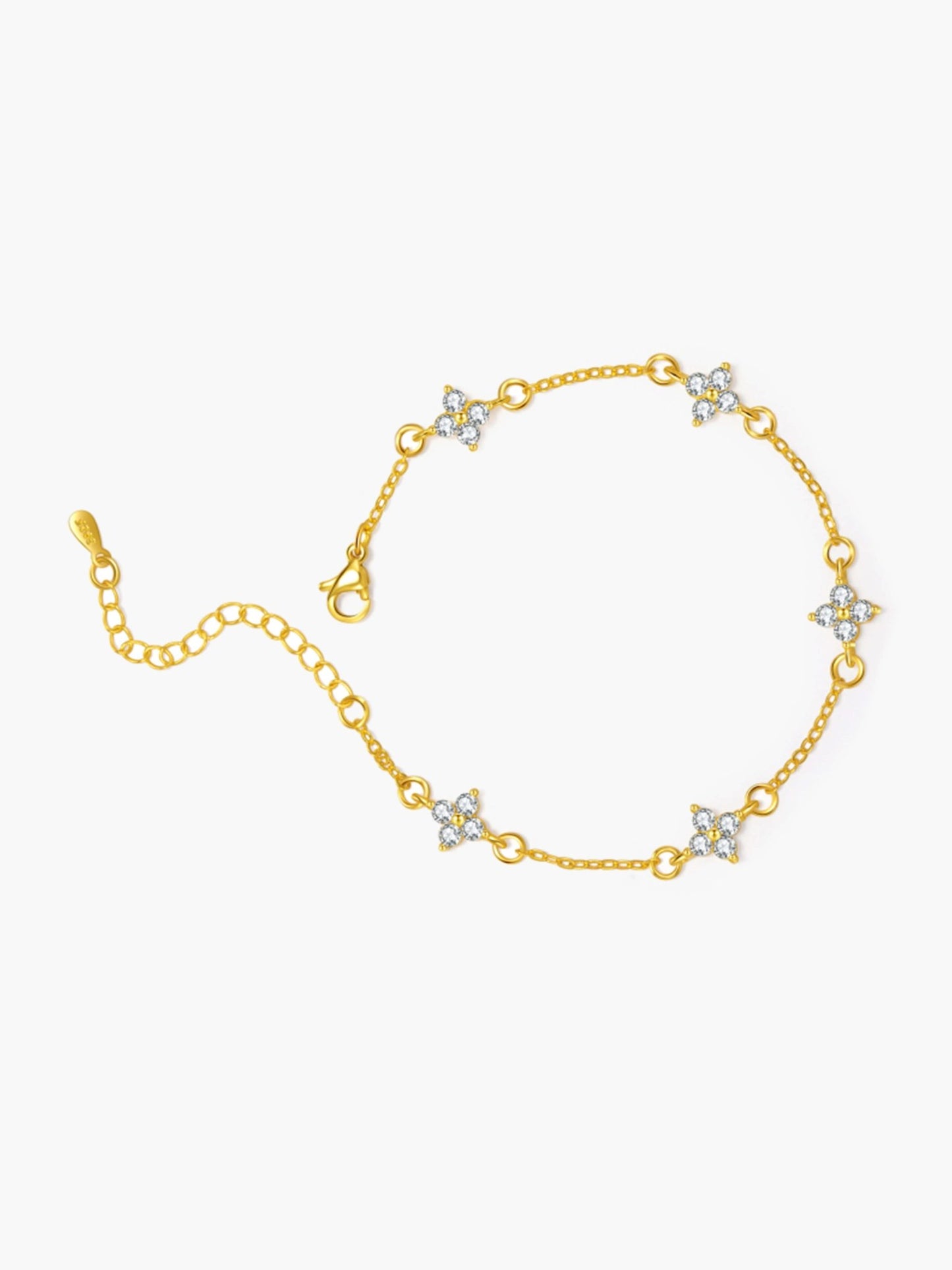 ZEYA - Dina Rhinestone Flower Chain Bracelet