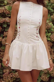 Eliana Sleeveless Embroidered Mini Dress