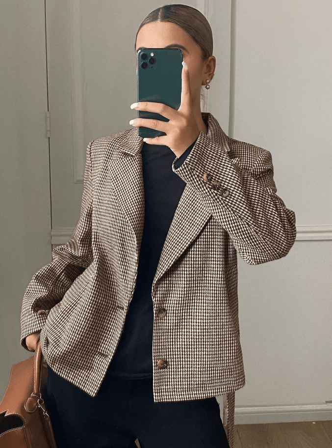 ZEYA - Ellen Houndstooth Plaid Blazer