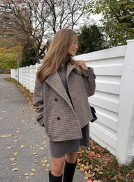 Emilia Hahnentritt Stehkragenjacke mit Knöpfen
