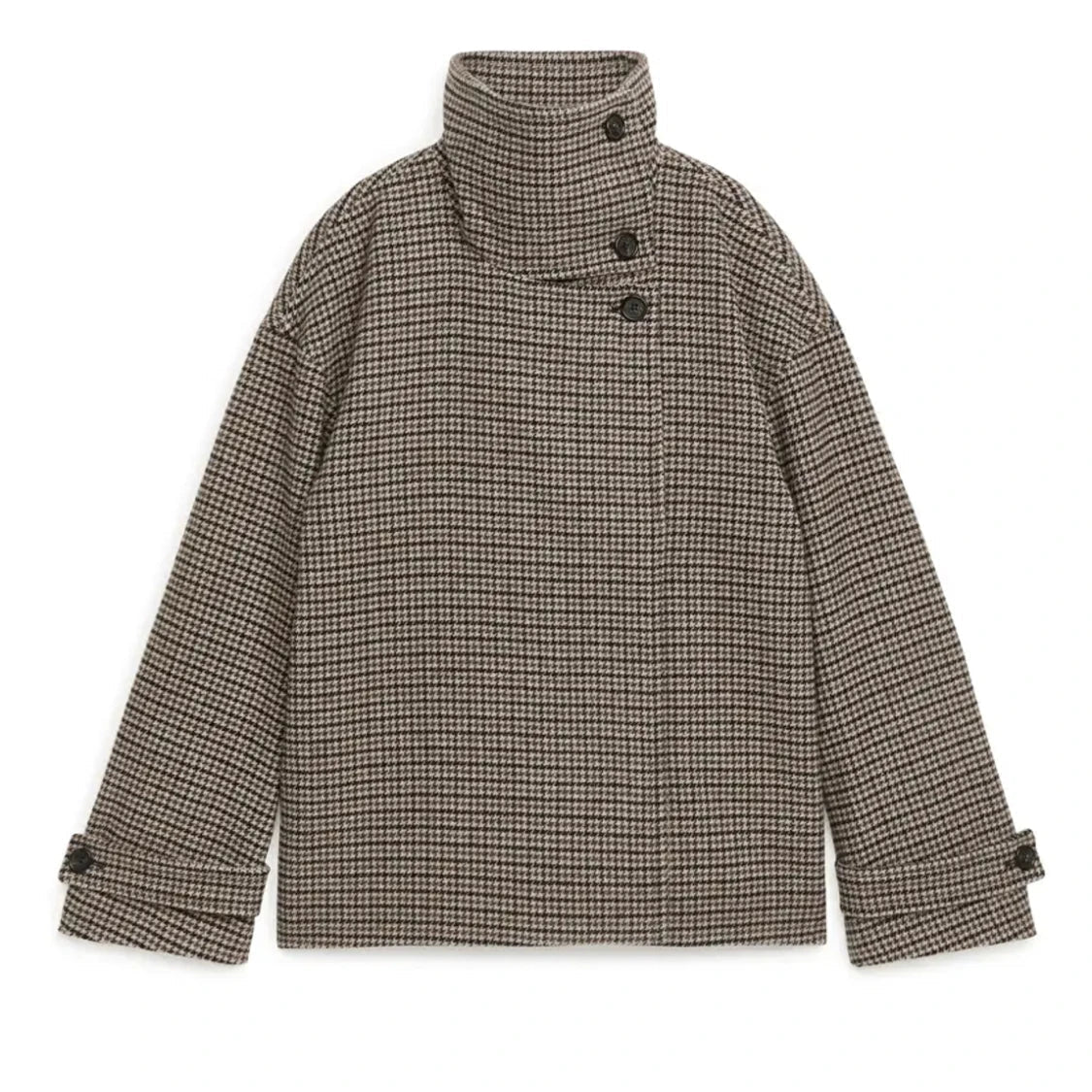 ZEYA - Emilia Houndstooth Buttoned Stand Collar Jacket